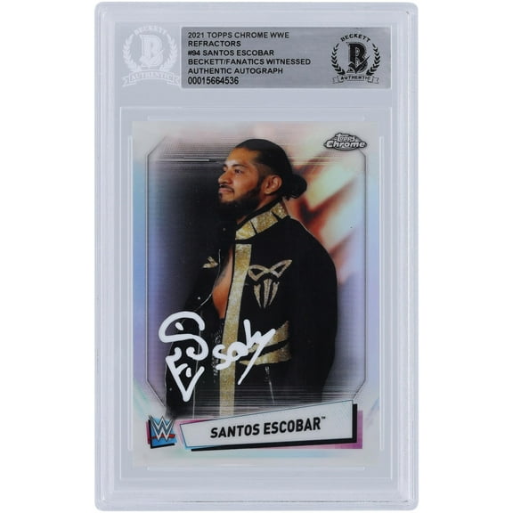 Santos Escobar WWE Autographed 2021 Topps Finest Refractors #95 Beckett Fanatics Witnessed Authenticated Card - Fanatics Authentic Certified