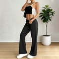 thumbnail image 7 of Wutalume Women's Elastic Drawstring Yoga Sweatpants - Flared Loose Trousers for Outdoor Exercise, Comfy Casual Pants,Black L, 7 of 7