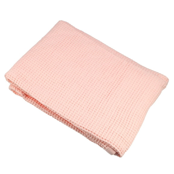 Vocoste 1Pc Waffle Weave Pattern Soft Absorbent Cotton Bath Towel Pink 55.12''x27.56'' for Bathroom Shower