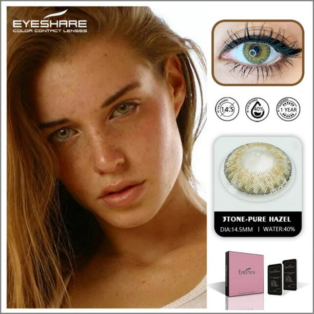 EYESHARE - 1 par de lentes de contacto de color brillante de 3 tonos para ojos cosméticos lentes de ojos de color