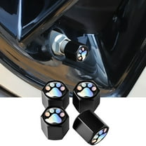 YUVA 4-Pack Alloy Tire Valve Decor Covers, Colorful Modified Design, Black/Silver, Universal for Cars, Protective & Stylish