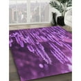 thumbnail image 3 of Ahgly Company Machine Washable Indoor Round Transitional Dark Magenta Purple Area Rugs, 4' Round, 3 of 7