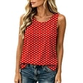 thumbnail image 6 of FDGIU Women's Round Neck Polka Dot Print Sleeveless Tank Top, Loose Split Side Curved Hem Lightweight Woven Casual Camisole, 6 of 8