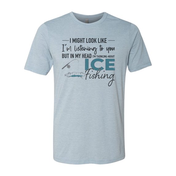 Ice Fishing Shirt, Thinking About Ice Fishing, Fishing Shirt, Unisex Fit, Gift For Him, Father's Day Gift, Ice Fishing, Walleye Shirt, Pike, Stonewash Denim, XL