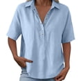 thumbnail image 6 of Womens Tops Short Sleeve Shirts Buttons V Neck Fashion Summer Outfits Plus Size Blouses Trendy Tee Shirts 2026 Vacation Fashion Clothes, 6 of 7