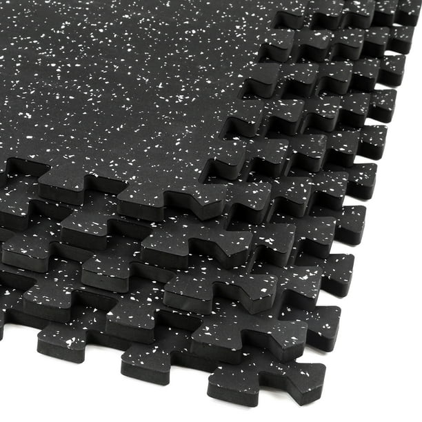 Xspec 1/2" thick 48 sq ft Rubber Top EVA Foam Exercise Gym Mat Black