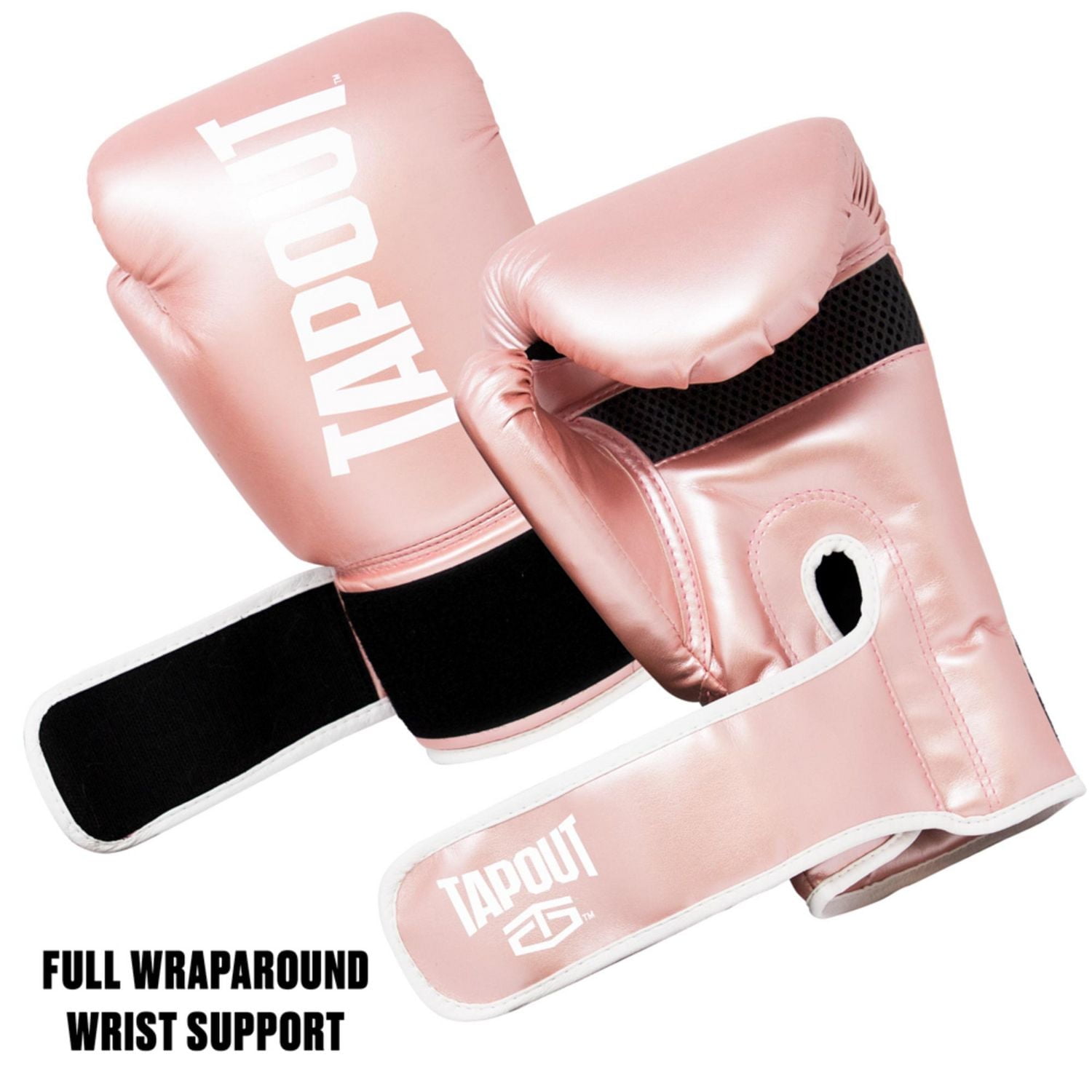 Tapout 10 oz Womens Boxing Gloves With Adjustable Hook And Loop Closure - Pink/White