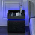 thumbnail image 6 of Nightstand with Charging Station, Night Stand with LED Lights, Modern Led End Table, Nightstands Set of 2, Night Stand with 2 Drawers, Bed Side Table with Storage for Living Room, Bedroom (2, Black), 6 of 10