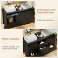 thumbnail image 6 of 60 Inch Bathroom Vanity with Double Sink Ceramic, Freestanding Cabinet with 2 Farmhouse Sliding Barn Doors and 5 Drawers, Space-Saving Storage Cabinet(Ship in 2 Boxes), 6 of 10