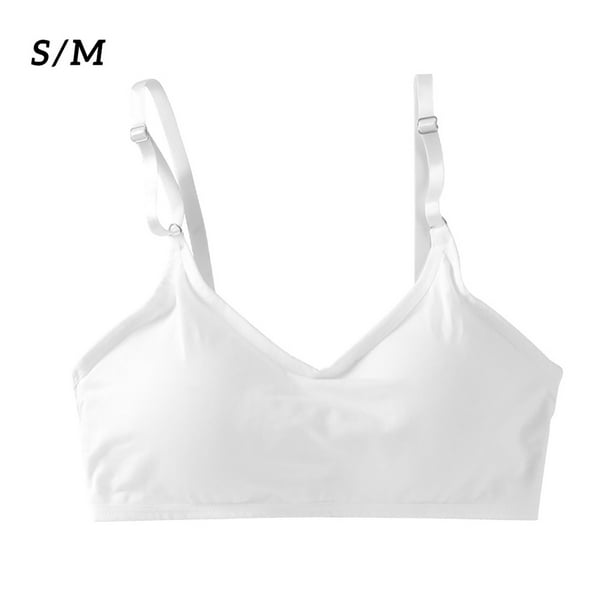 Wireless Bra Push up Adjustable Bra; Adjustable Cotton Bra Breathable  Sports Girls Underwear Vest, White, S/M