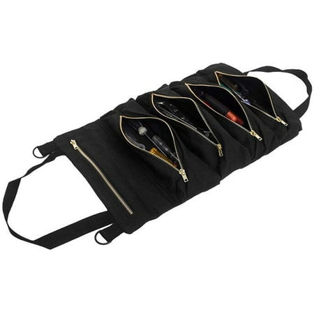 Tool Roll Bag, Portable Tools Organizer Tote with 5 Zipper Pouches ...