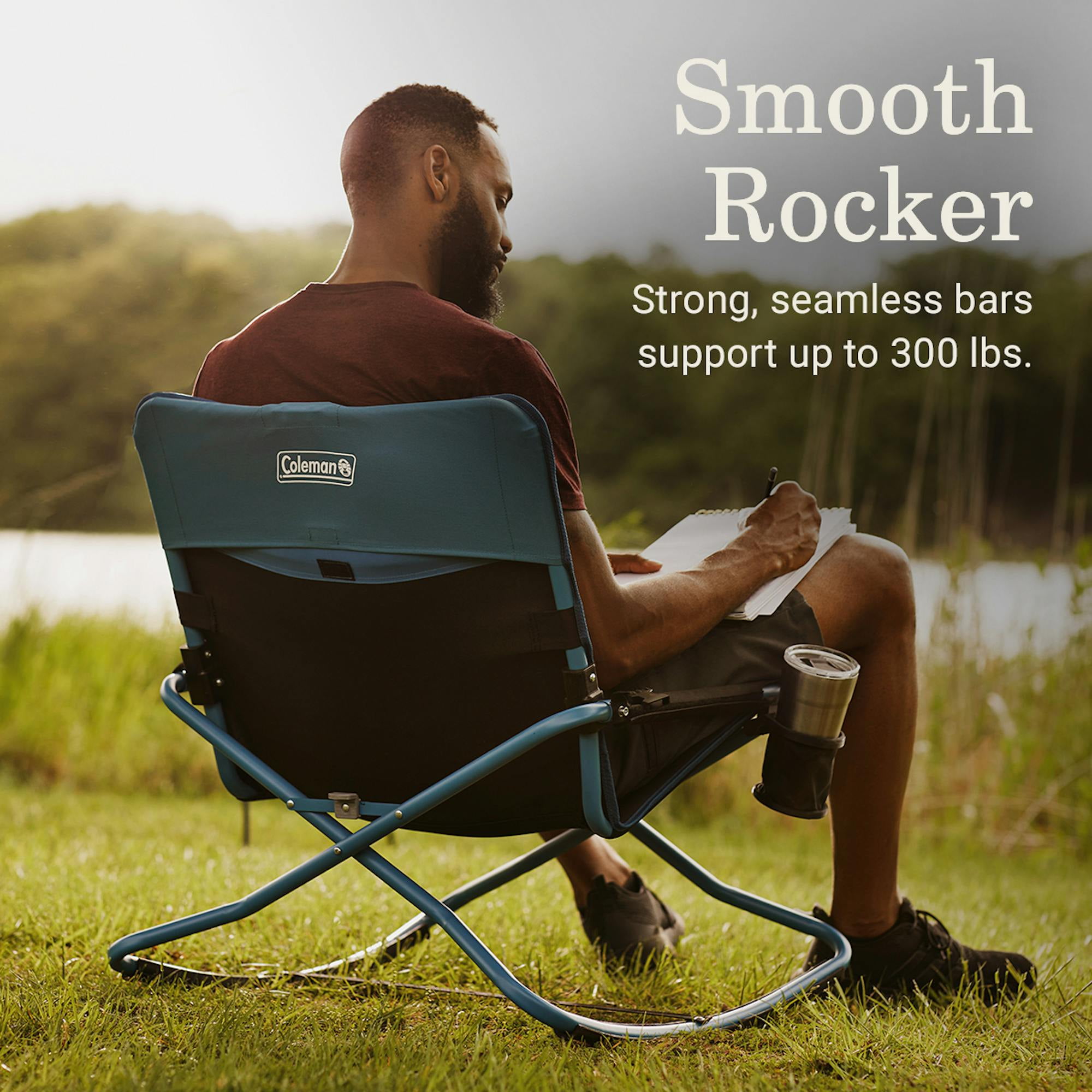 Coleman ロッキングチェア 青 フットレスト付き　オットマン付き Coleman Cross Rocker Outdoor Rocking Chair - Walmart.com
