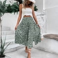 thumbnail image 6 of Bbyeadc Summer Skirts for Women Midi A Line Flowy Skirt Side Slit High Waisted Boho Floral Print Skirts Elegant Beach Outfits ,Green (M), 6 of 7