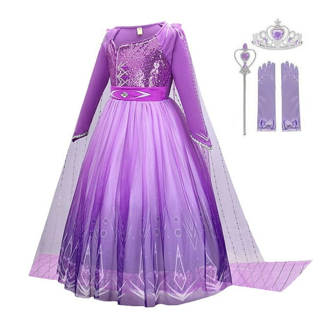 Filles princesse reine des neiges 2 Costume Elsa robe violet