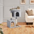 thumbnail image 2 of Yaheetech 33.5" Height Plush Cat Tree with Double Condos and Scratching Posts, Light Gray, 2 of 7