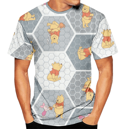 

Unisex Cartoon T Shirt Winnie the Pooh Print Casual Shortsleeve Polyester O-Neck Casual T Shirt for Women Men Boys Girls