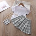 thumbnail image 3 of Qarigey Camiseta de manga corta de verano para niña, conjunto de con cintura elástica, fiesta de viaje, banquete, evento, niños, Tops, conjuntos de ropa Gris 100cm, 3 of 6
