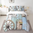thumbnail image 2 of Feelyou Rustic Cabin Teens Bedding Comforter Set 7pcs, Blue Green Wooden Plank Queen Bedding Sets, Southwestern Style Reversible Queen Sheet Sets, Super Cozy Room Decor, 2 of 8