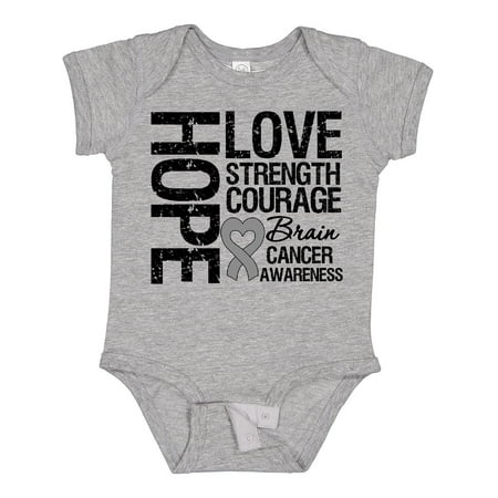 

Inktastic Brain Cancer Hope Love Strength Gift Baby Boy or Baby Girl Bodysuit