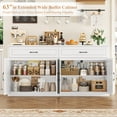 thumbnail image 6 of Hiphuta 63"Extended Wide Large Buffet Cabinet with 2 Drawers, Modern Coffee Bar Sideboard with Dusty-proof Base for Living Room and Entryway, White, 6 of 7