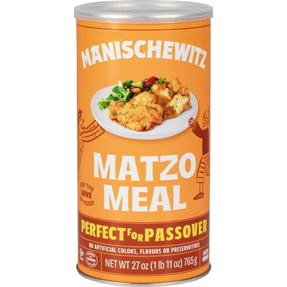 Manischewitz Matzo Meal, "27 Ounce Resealable Canister" Kosher For Passover