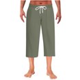 thumbnail image 2 of DayScoop Mens Pants Summer Trousers Fashion Casual Solid Color Home Sleepwear Thin Straight Leg Elastic Waist Drawstring Pocket Capri Pants, 2 of 6
