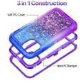 thumbnail image 3 of For Apple iPhone 16 Plus Dual Layer Protective Shockproof Tough Defender Sparkling Liquid Glitter Heart Case Cover Blue/Purple, 3 of 5
