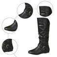 thumbnail image 5 of Rokment Women's Slouchy Knee High Boots Fashion Casual Adjustable Buckles Leather Flats Low Heel Wide Calf Tall Dress Boots for Women Fall Winter Black Size 6, 5 of 7