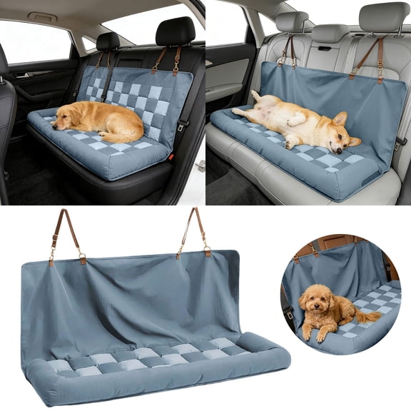 HKYSANG Travel Bolster Safety Back Seat Large Dog Car Seat Bed - Chessboard Lounge