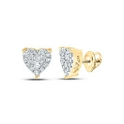 10K Yellow Gold Round Diamond Heart Nicoles Dream Collection Earrings - 0.25 CTTW