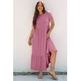 thumbnail image 6 of Women's Pink Solid Color High Waist Pocketed Long Maxi Dress - [ZhiHiMeRi] | (US 12-14)L, 6 of 12
