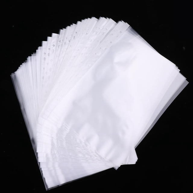 100 Uds 11 agujeros A4 PP material de suministros de oficina-contenedores de almacenamiento para perfecl Protectores de hojas sueltas de PP