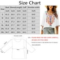 thumbnail image 2 of Women's Summer Boho Embroidery Mexican Bohemian Tops V Neck 3/4 Sleeve Causal Loose Shirt Blouse Tunic, 2 of 2