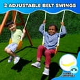 thumbnail image 4 of Sportspower™Asher Wooden Swing Set with 2 Belt Swings, Rock Climber, Roofed Play Fort, Heavy Duty Double A-Frame, Lifetime Warranty on 6ft Slide & Bonus Anchor Kit, 4 of 8
