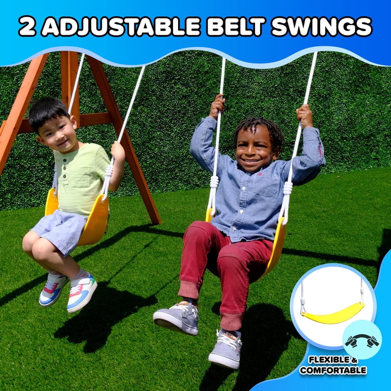 Sportspower™Asher Wooden Swing Set with 2 Belt Swings, Rock