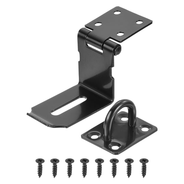 Uxcell 4 Inch Padlock Latch, Pestillo de acero inoxidable de 90 grados, pestillo de seguridad, negro