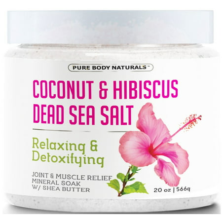 Coconut and Hibiscus Dead Sea Bath Salts, 20 oz (Best Epsom Salt Detox Bath)