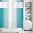 thumbnail image 2 of No Hook Shower Curtain, Teal Ombre Shower Curtains for Bathroom with See Through Top Window, Turquoise White Gradient Modern Abstract Art Waterproof & Washable Bath Curtain 66"x72", 2 of 9