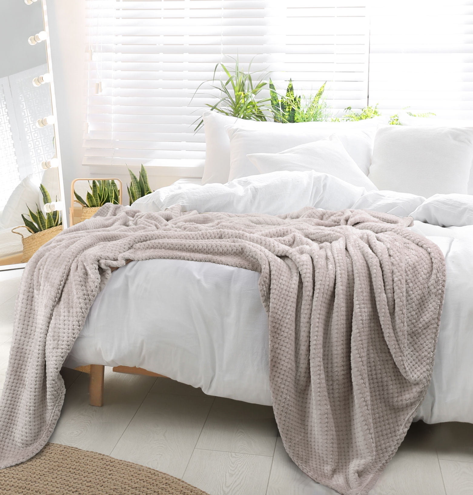 Unique Bargains Soft Flannel Fleece Velvet Blanket Camel 66" x 90"