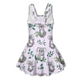 thumbnail image 2 of COEQINE Girls One Piece Tankini Swimsuit with Full Coverage Skirt and Inner Brief, Soft Scoop Neck Swimwear, Secure Fit Comfortable Bathing Suit for 10-11 Years, Koala Leaf Violet, 2 of 8