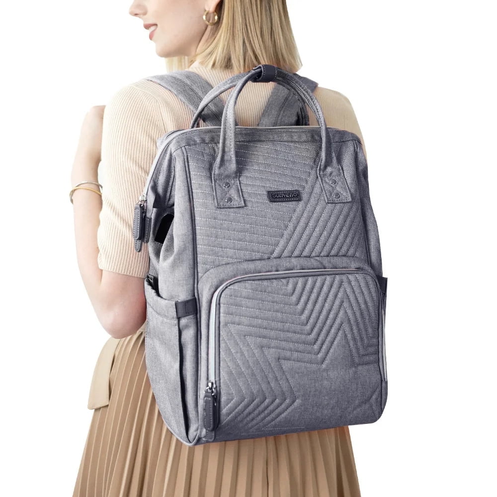 Sunveno Quilted Diaper Backpack, Large Capacity Disposable Diaper Bags