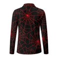 thumbnail image 5 of Jeiento Women's Golf Shirts, Moisture Wicking, Spider Web Sports Tops, Long Sleeve V Neck Quick Dry Sweat Resistant Top for Halloween Parties, Hiking and Workout, 5 of 7