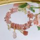 thumbnail image 1 of Pulsera de cristal hecha a mano cuentas de transferencia flores de melocotón Strawberr, 1 of 4