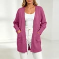 thumbnail image 5 of XUNKUSGA Cardigan Sweaters for Women Classic Solid Color Long Sleeve Open Front Knit Sweater Coat Casual Loose Mid Length Cardigan for Women with Pocket Hot Pink M, 5 of 10