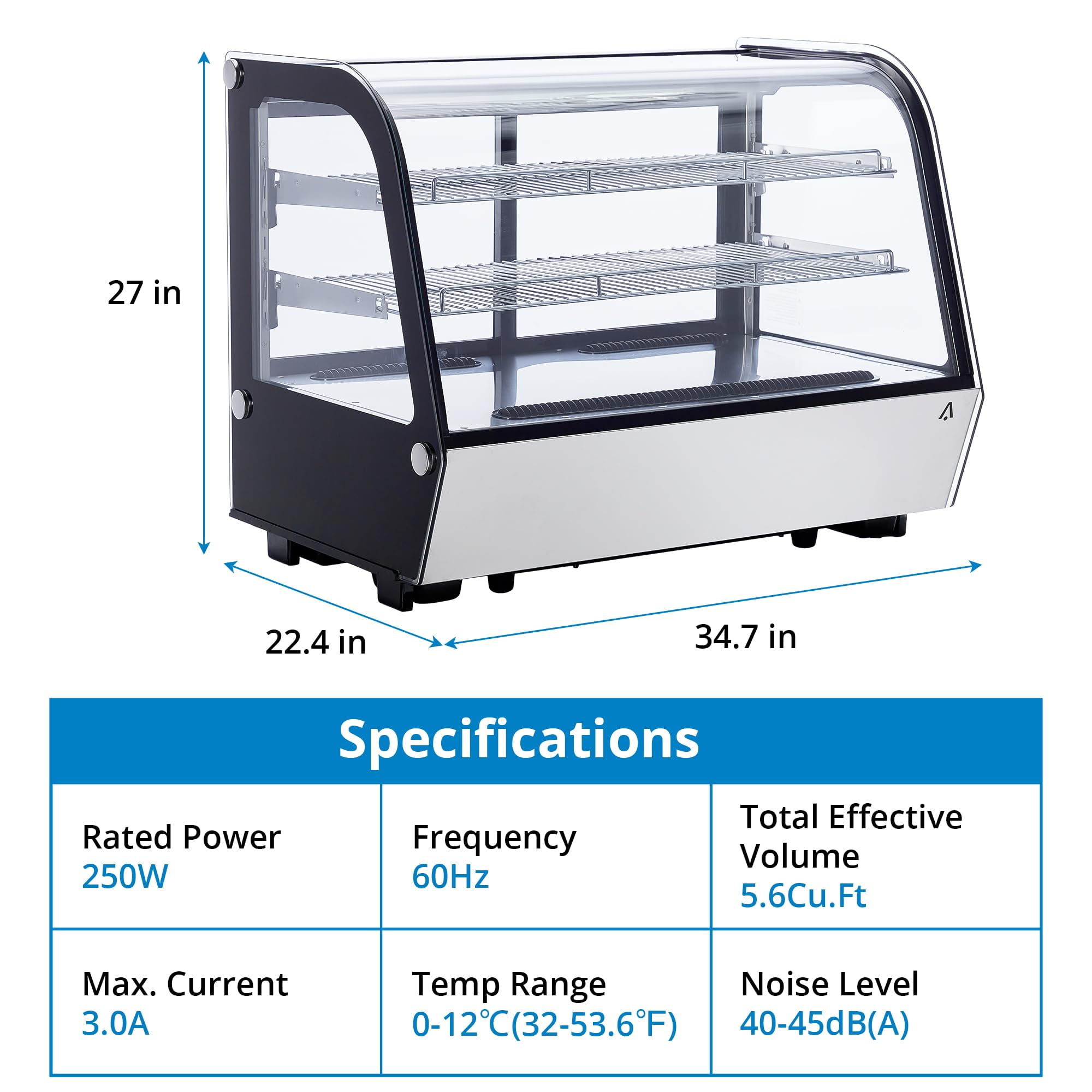 Commercial Cake Display Refrigerator 4.6 Cu.Ft With Led Lighting, Double-Layer  Countertop Refrigerator Display Case, Pastry Display Case,110V