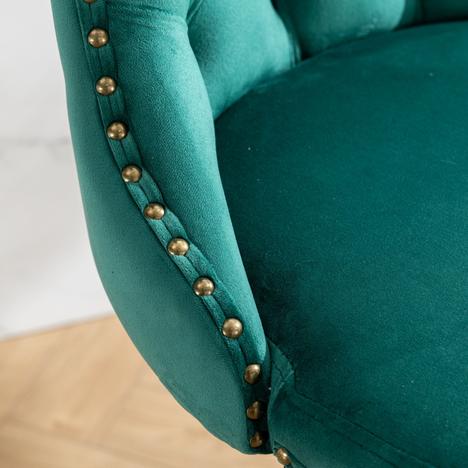 MAYEERTY Swivel Velvet Barstools - Adjustable Seat Height 25-33 Inch, 17.7 Inch Base, Tufted Backs, Green, Set of 2