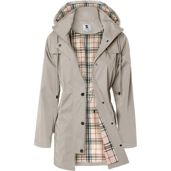 Women's Long Raincoat with Hood Outdoor Lightweight Windbreaker Rain Jacket Waterproof