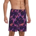 thumbnail image 2 of Balery Purple Dreamcatcher Pantalones cortos de pijama de punto de algodón para hombre con cinturilla y bolsillos-4X-Large, 2 of 6