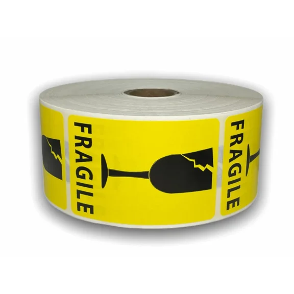 VAULT- 2X3-Inch Cracked Glass / Fragile Yellow Labels Shipping Adhesive Stickers 500Pcs