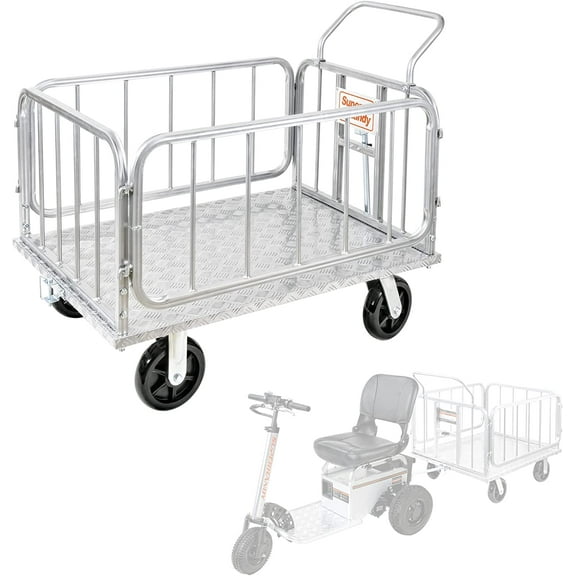 SuperHandy Heavy-Duty Cargo Trailer & Utility Cart - 1200 lbs Capacity, 8" Casters, Compatible with SuperHandy Electric Tugger